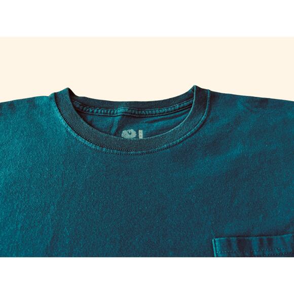 FRUIT OF THE LOOM SHORT SLV HEAVYWEIGHT T-SHIRT, MENS-2XL-DARK TEAL BLUE, POCKET - Picture 2 of 9